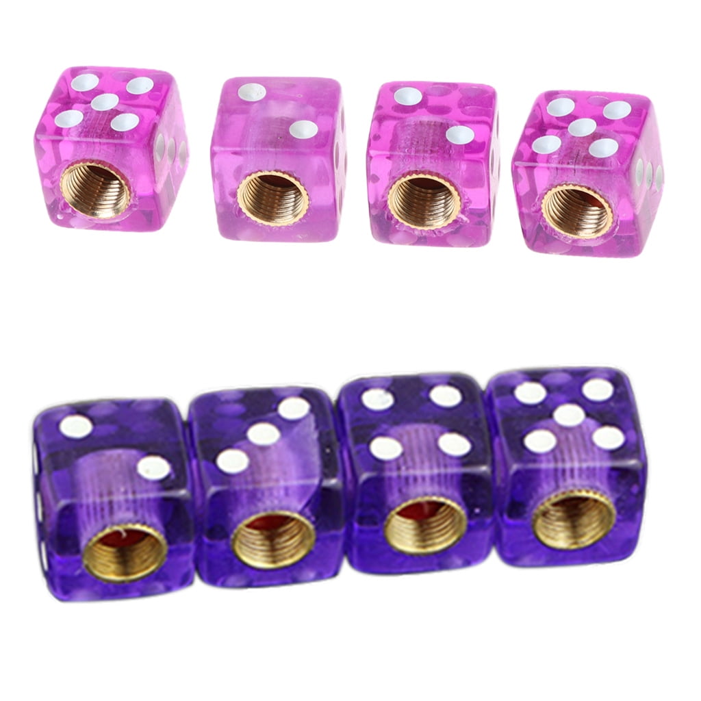 4pcs Dice Shape Car Truck Wheel Tire Air Valve Stem Cover Dust Cap