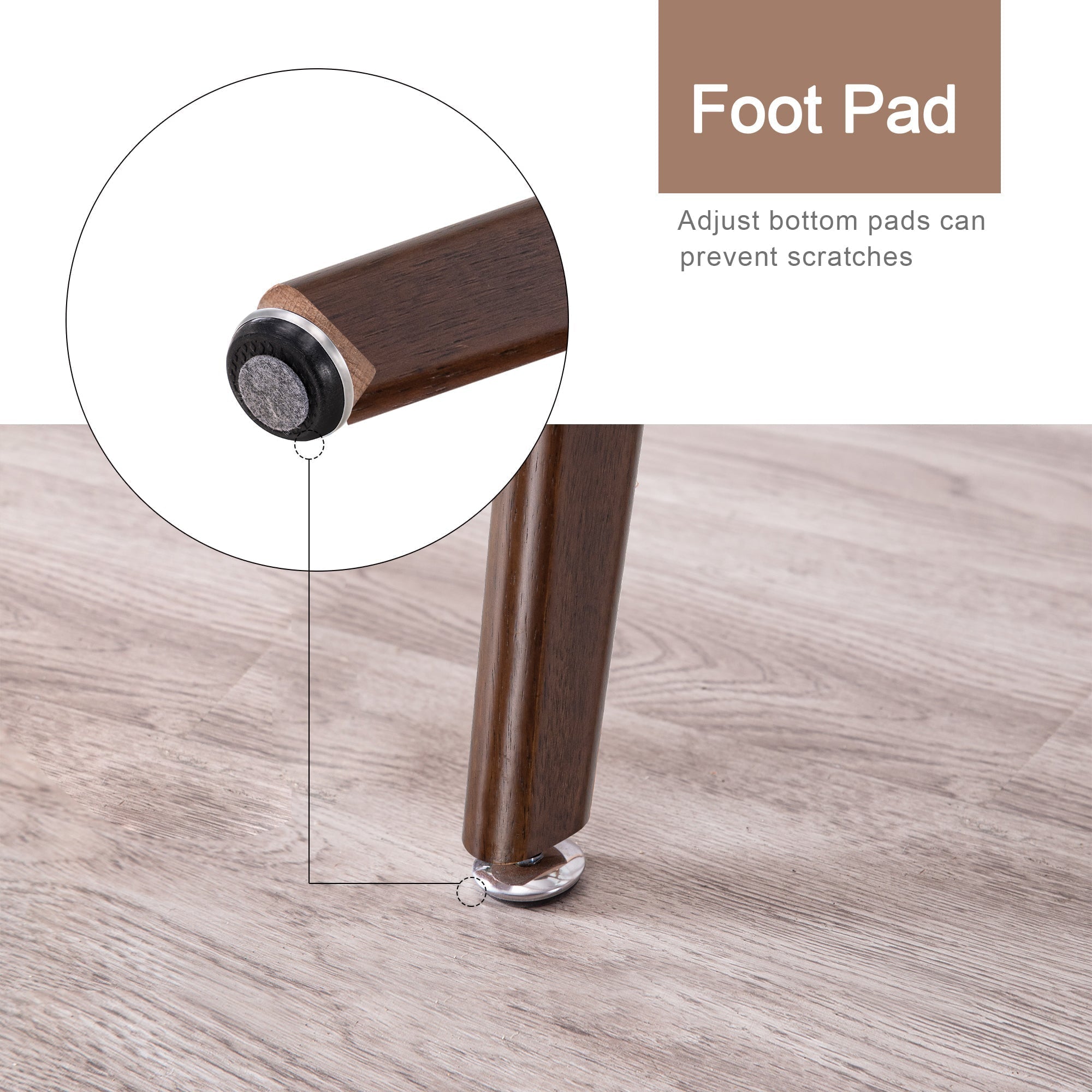 Ivinta Modern Round Glass Home Kitchen Small Dining Table Brown Oak Legs 31.5 inch