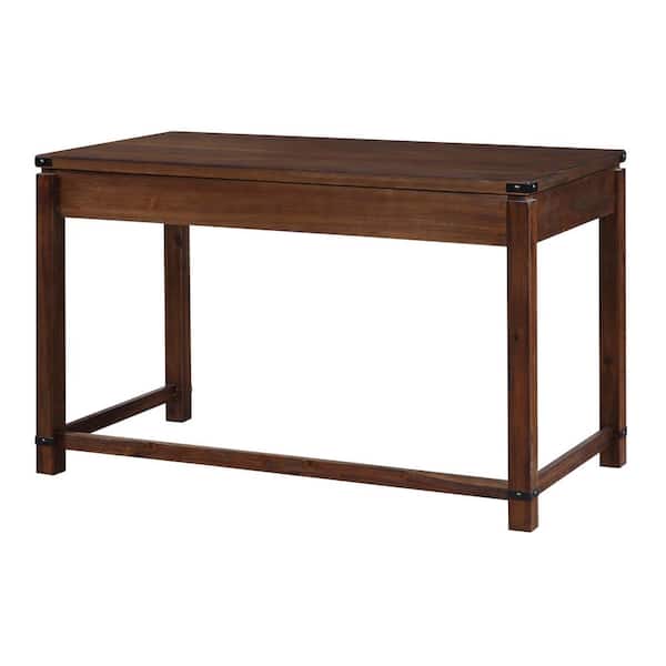 Baton Rouge 48 in. Rectangular Brushed Walnut Wooden 3-Drawer Writing Desk