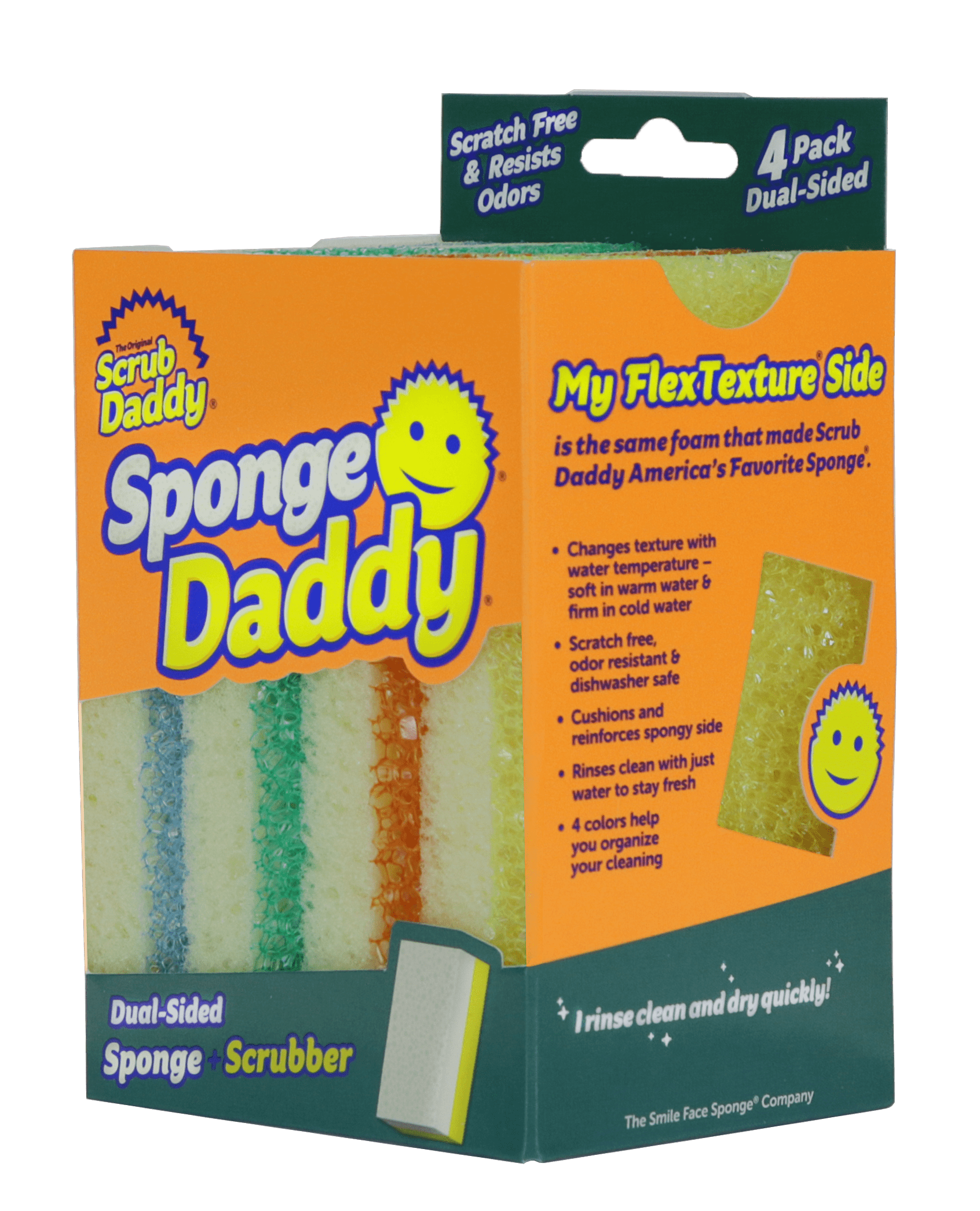 Scrub Daddy Sponge Daddy Dual-Sided Non- Scratch Sponge, 4 Count