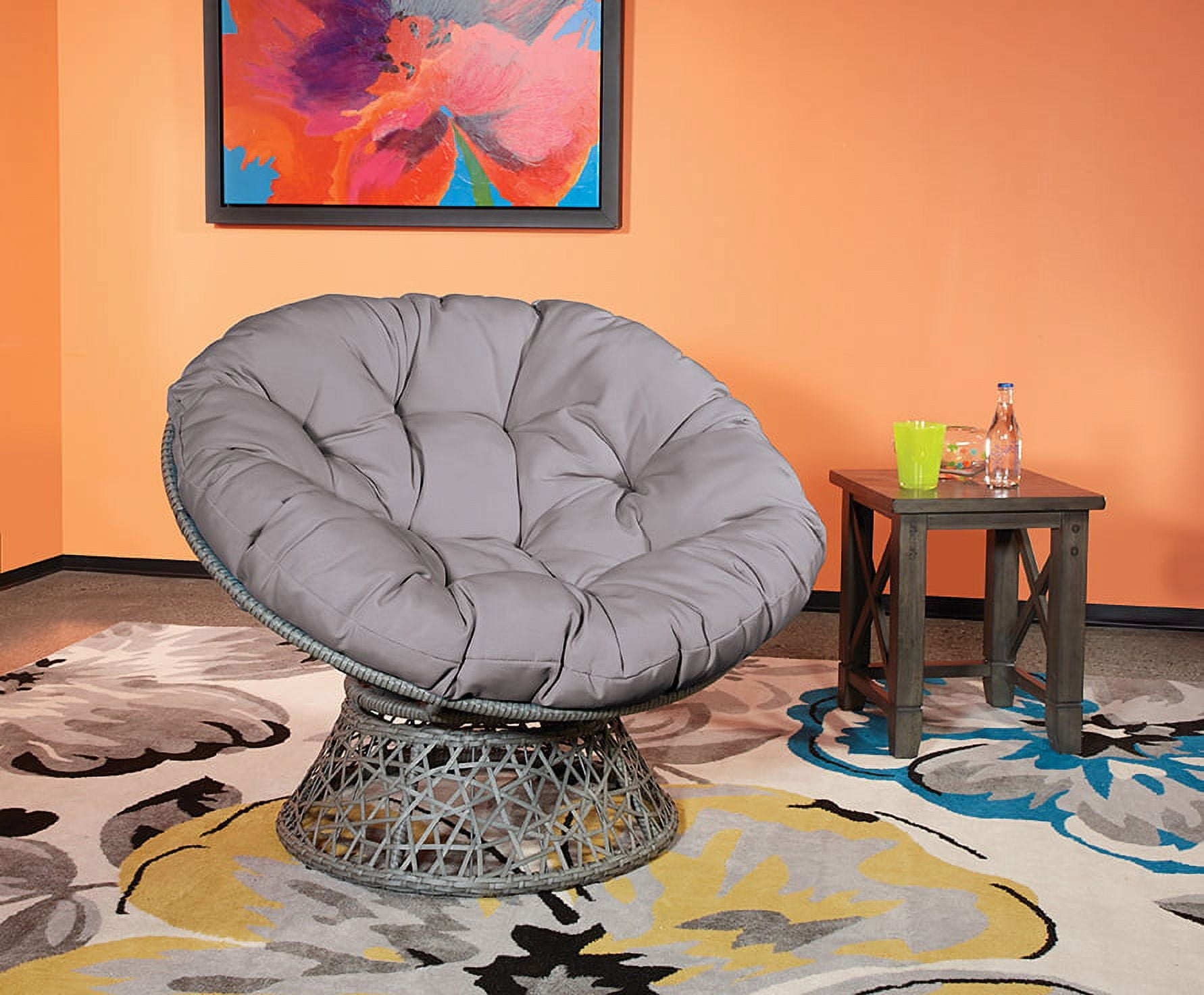 OSP Designs Papasan - Chair - swivel - polyester, metal frame - gray