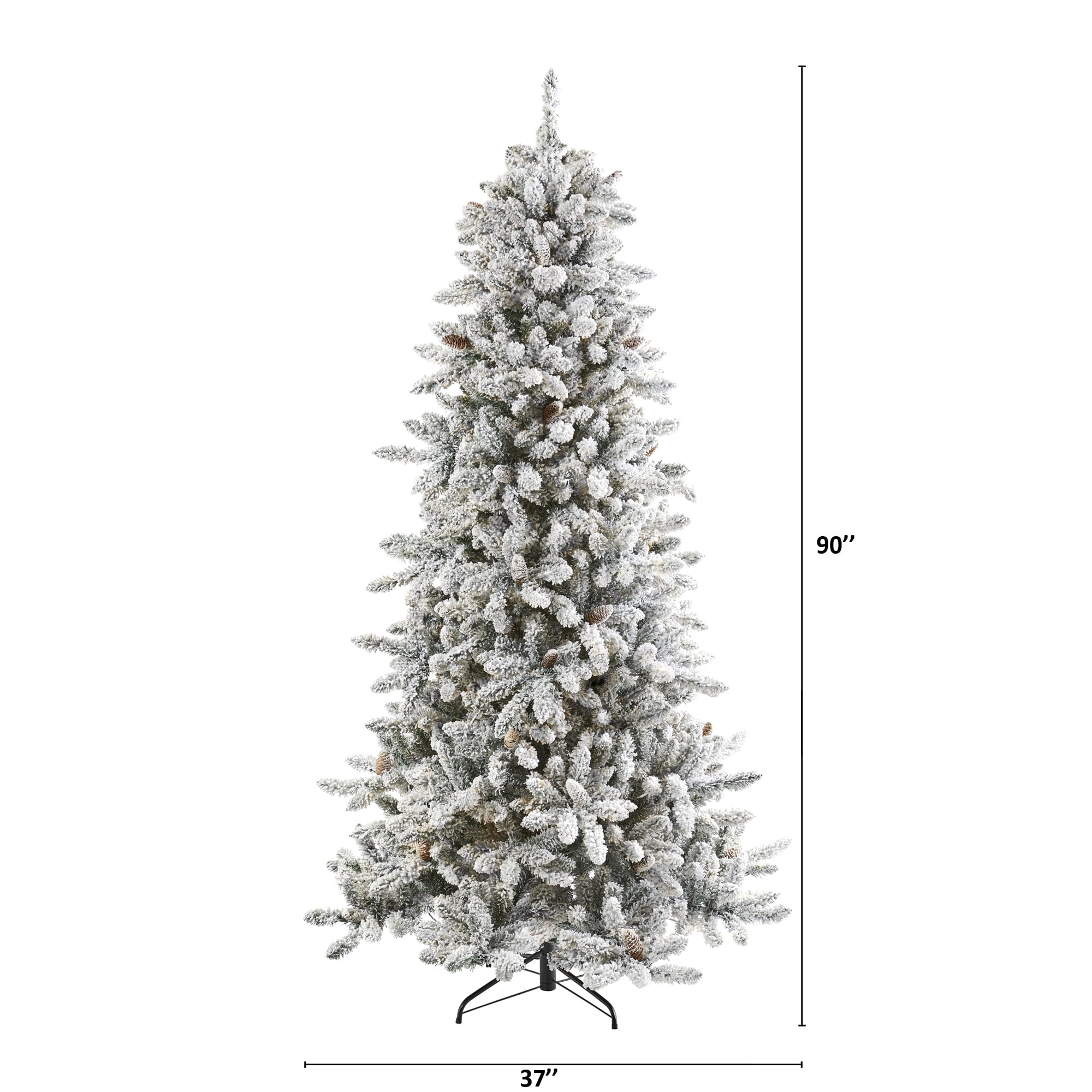 Nearly Natural 7.5ft. Flocked Livingston Fir Artificial Christmas Tree with Pine Cones, Green