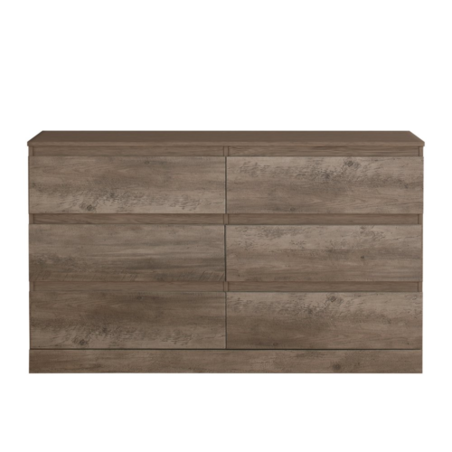 Brindle 6-Drawer Horizontal Dresser, Gray Oak Finish, by Hillsdale