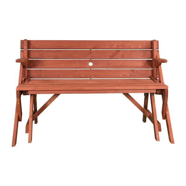 55 in. x 58 in. x 30 in. Cedar Folding Picnic Patio Table and Bench