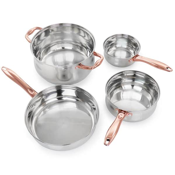 Bransonville 8-Piece Stainless Steel Cookware Set in Chrome and Bronze