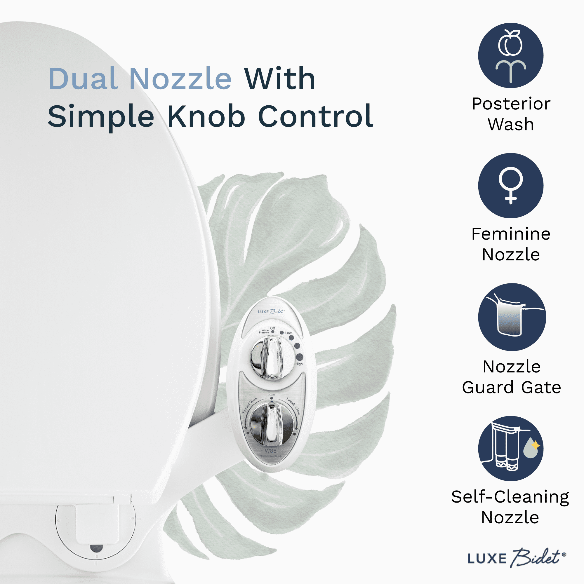 LUXE Bidet W85 Dual-Nozzle Self-Cleaning Bidet Attachment