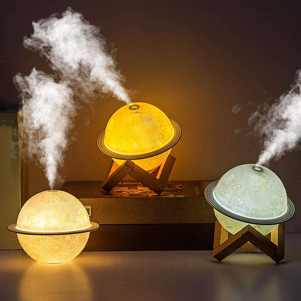 AWLYLNLL Humidifier, 2 in 1 Moon Night Light & Humidifiers with USB Powered, white, warm white, yellow 3D LED Moon Light with Stand, 200ml
