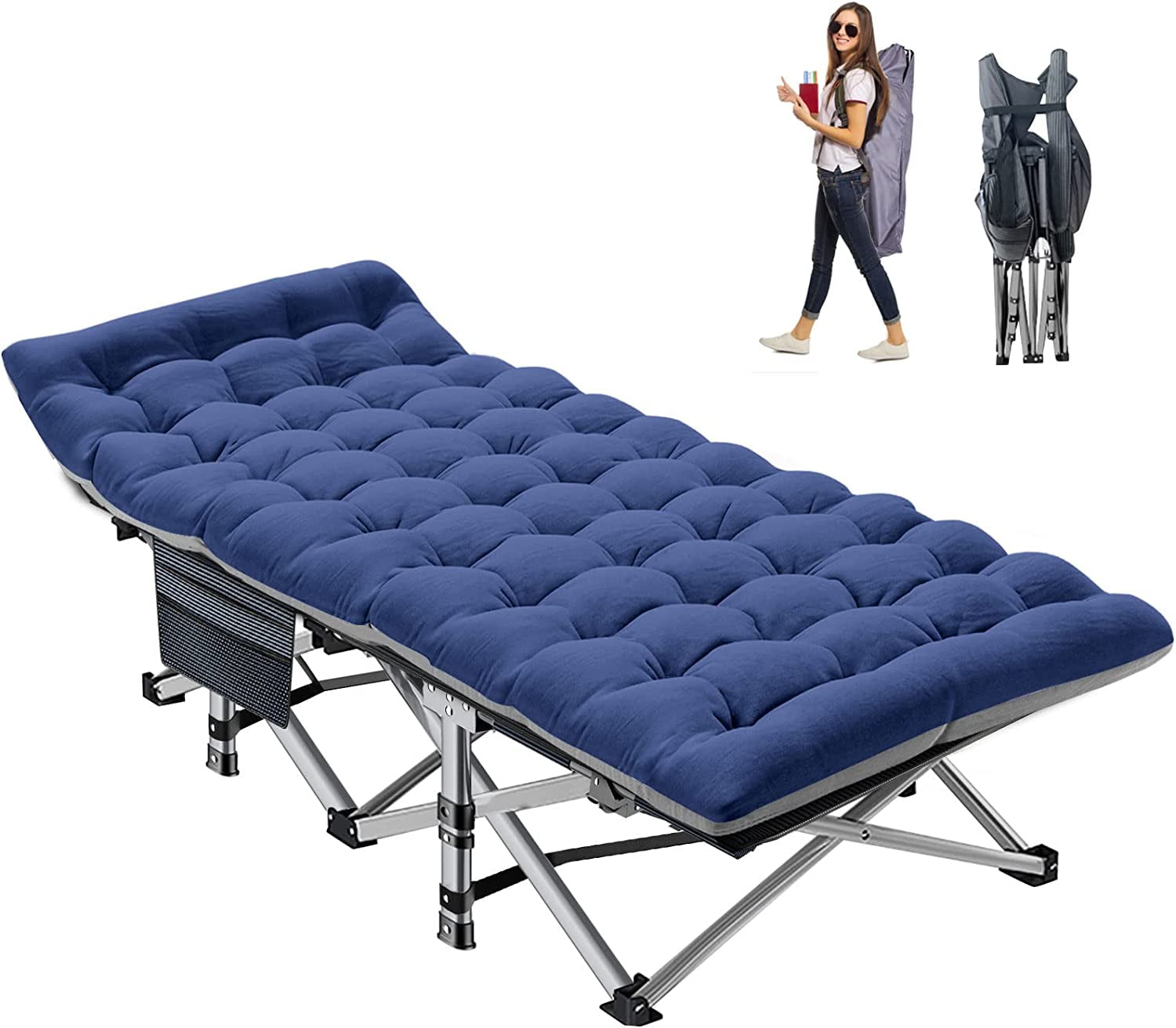 Slsy Folding Bed Cot with 3.3 Inch 2 Sided Mattress, 75