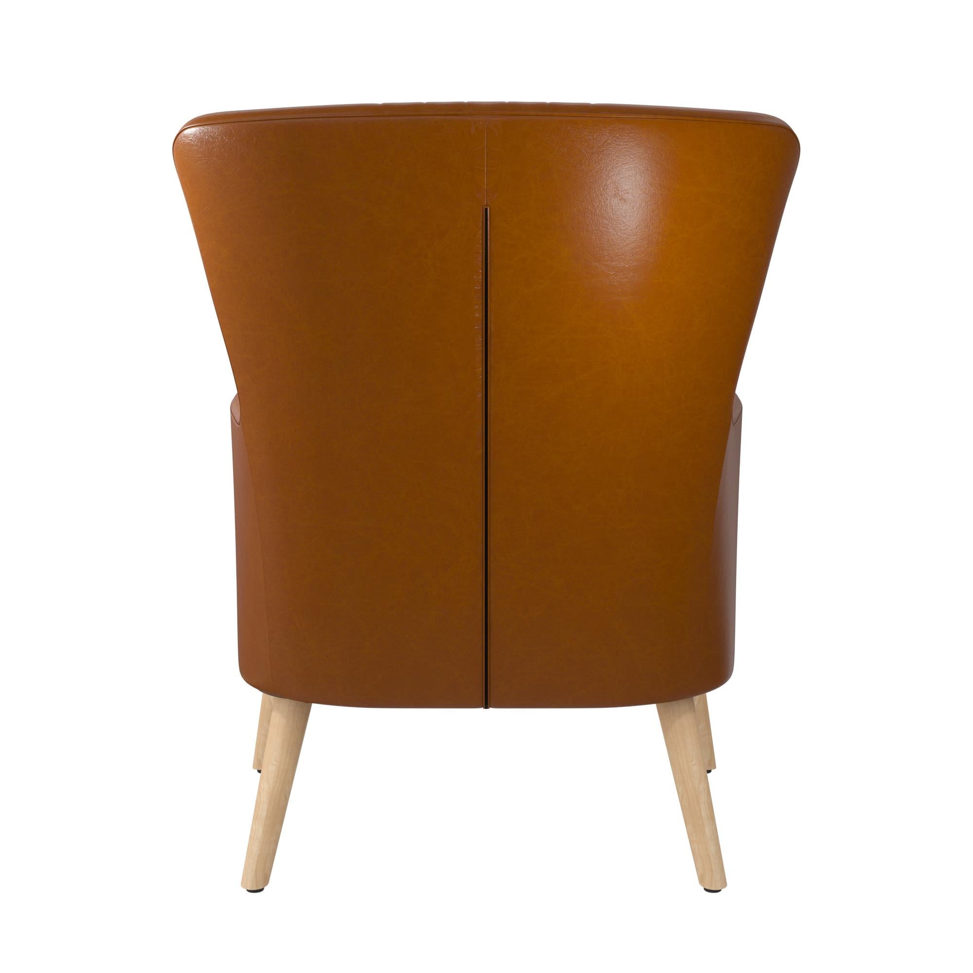 Queer Eye Wynn Wingback Chair, Camel Faux Leather