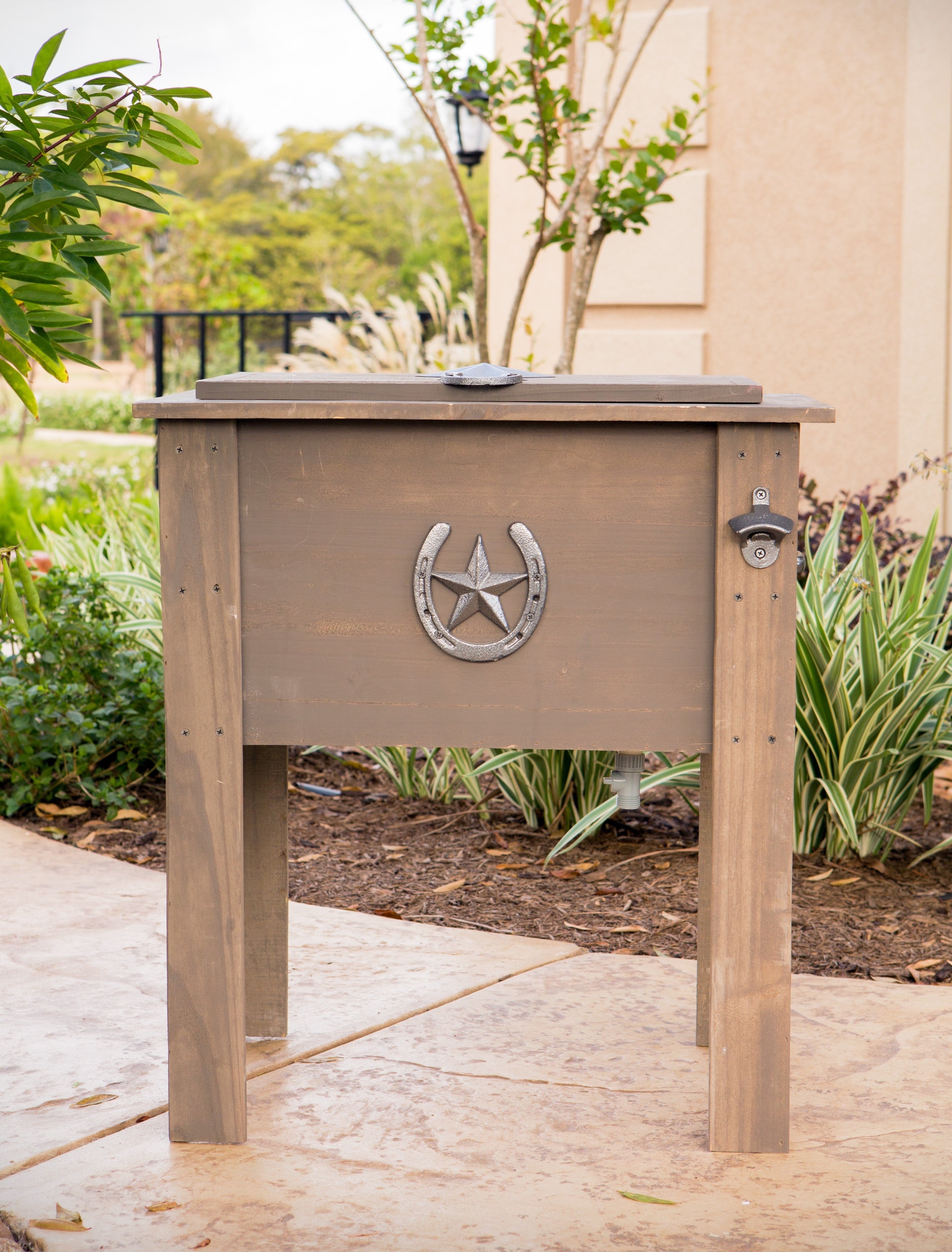 Leigh Country 54 Qt Wood Country Cooler Series Patio Cooler with Poly Liner - Brown