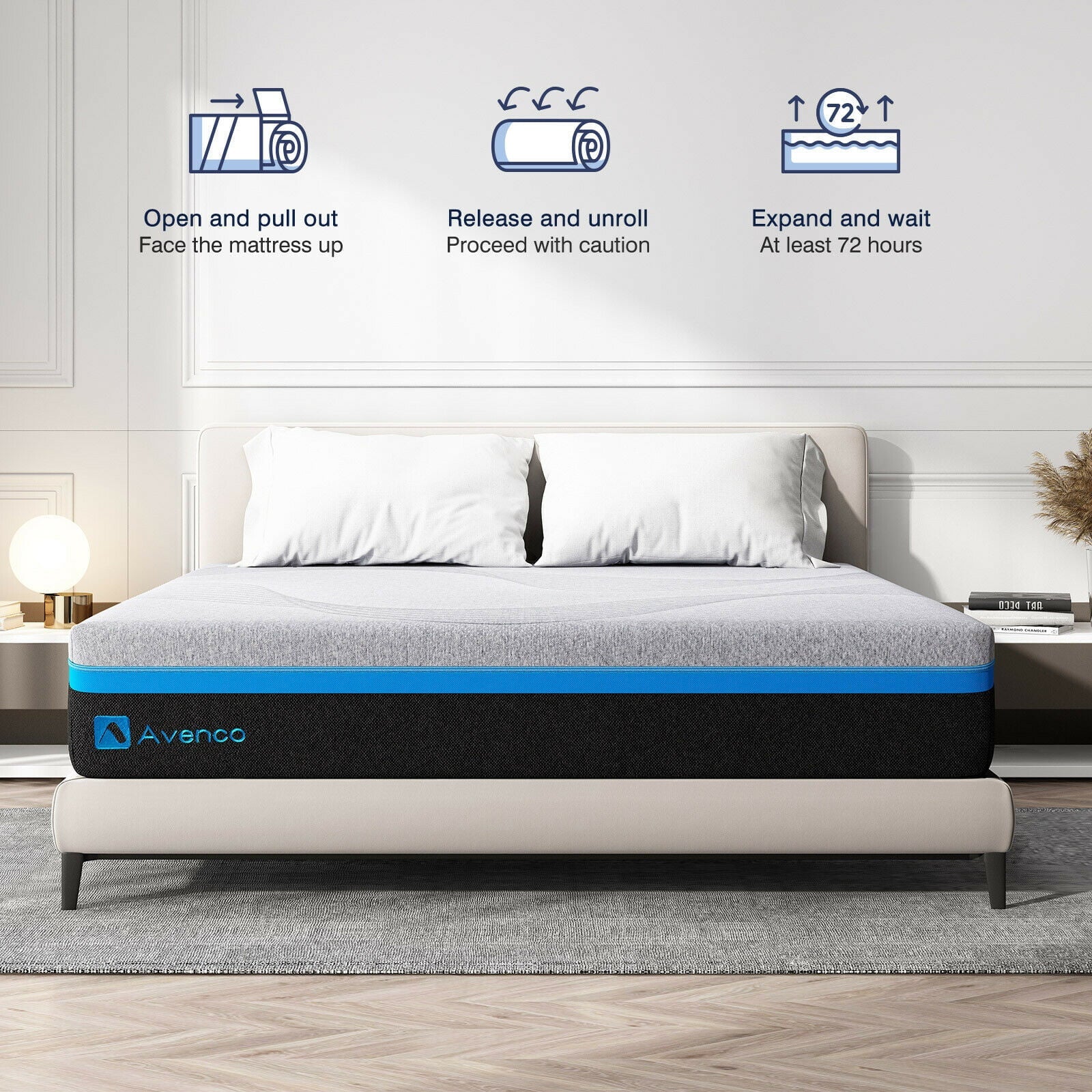 10 Inch Grey Queen Gel Memory Foam Mattress in a Box with Detachable Cover, Queen Size Mattress