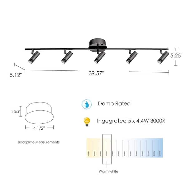 Lianello 3 ft. 5-Light Black LED Track Lighting