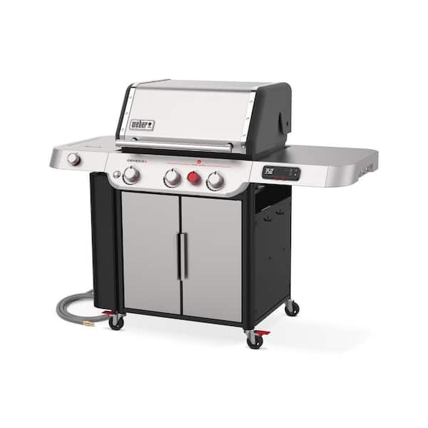 Genesis Smart SX-335 3-Burner Natural Gas Grill in Stainless Steel with Side Burner