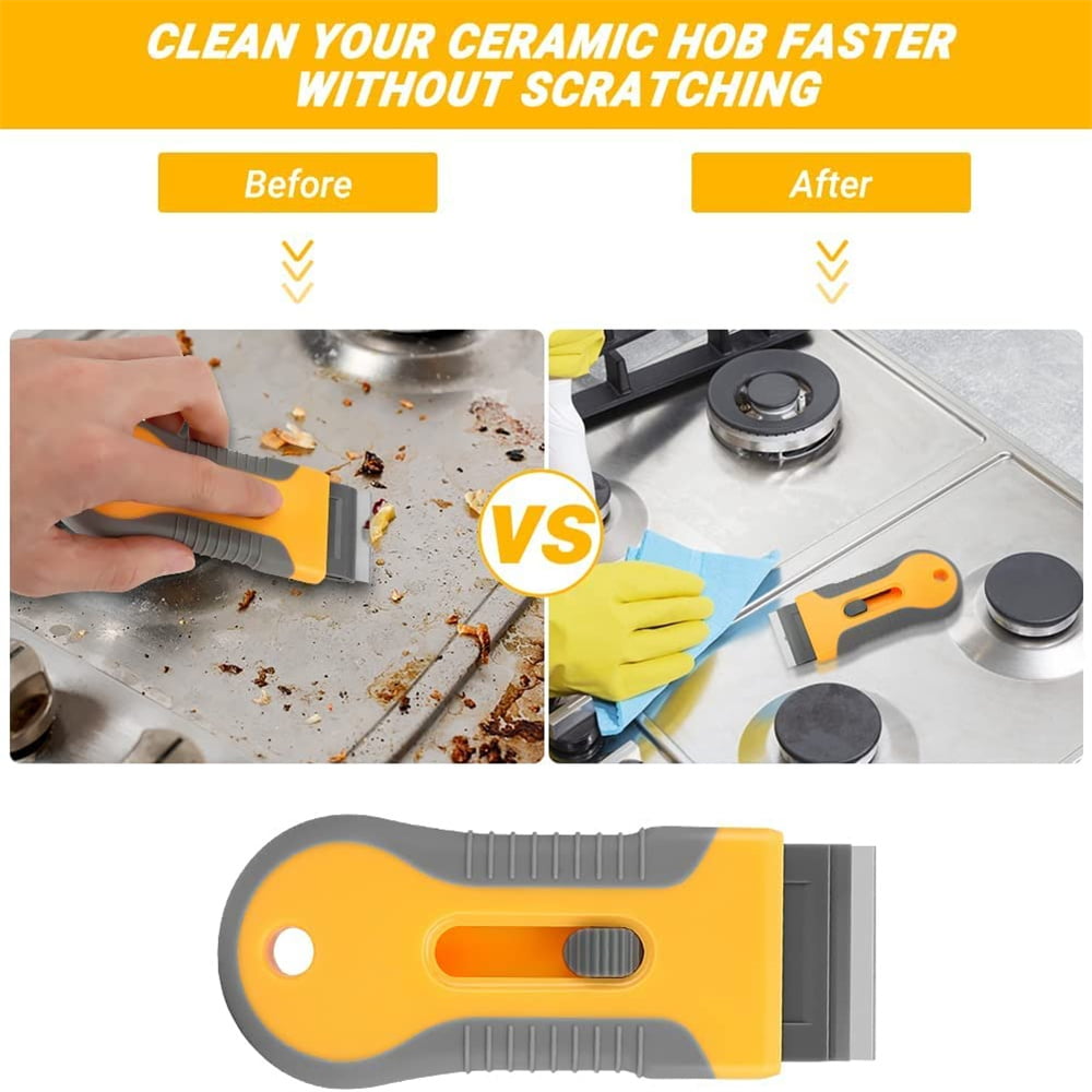 Car Window Glass Adhesive Ceramic Shaving Scraper Blade Tint Vinyl Wrap Glue Remover Cleanser with 10 PCS Blades