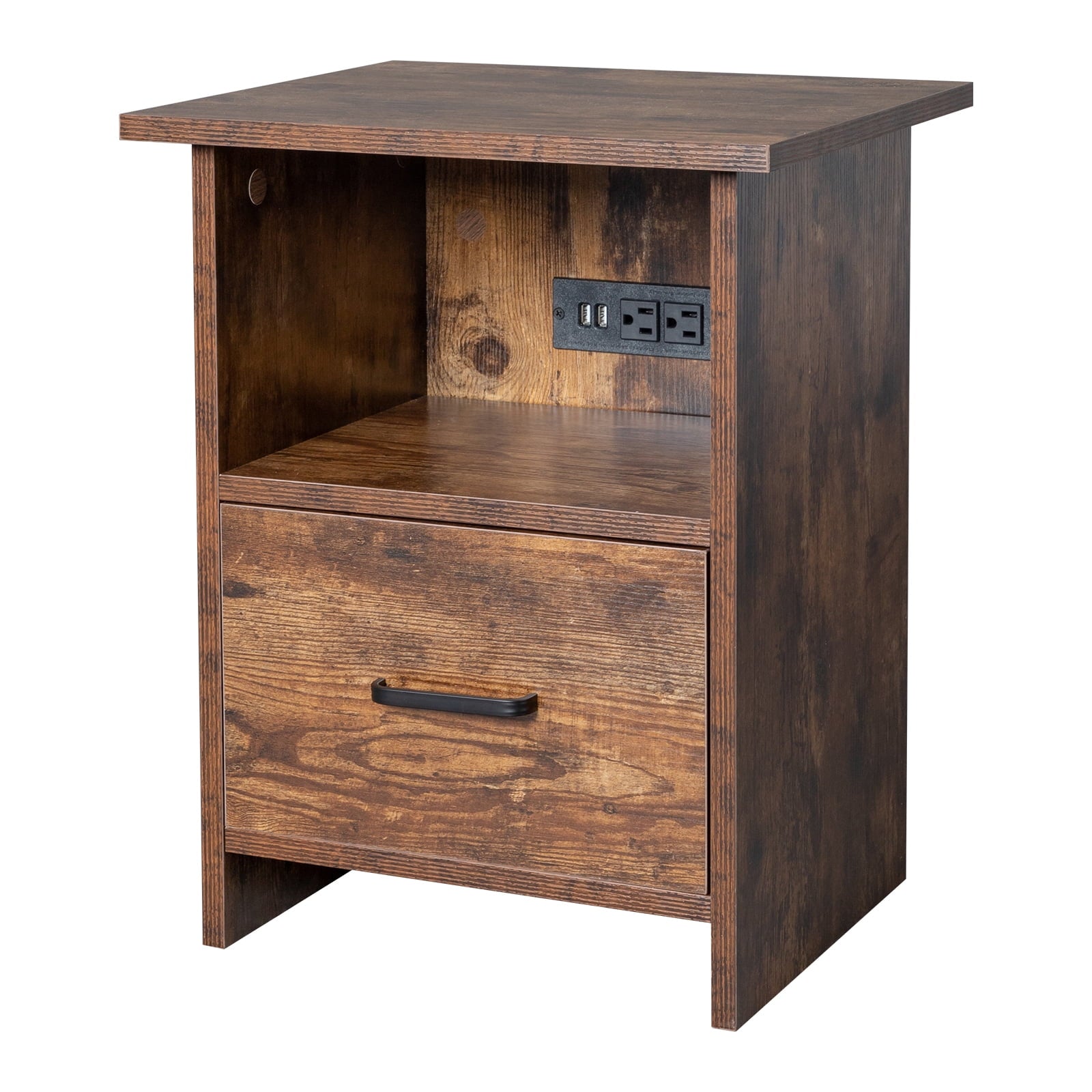 Ktaxon Side Table with Charging Station, End Table with USB Ports and Outlets, Nightstand for Living Room, Bedroom