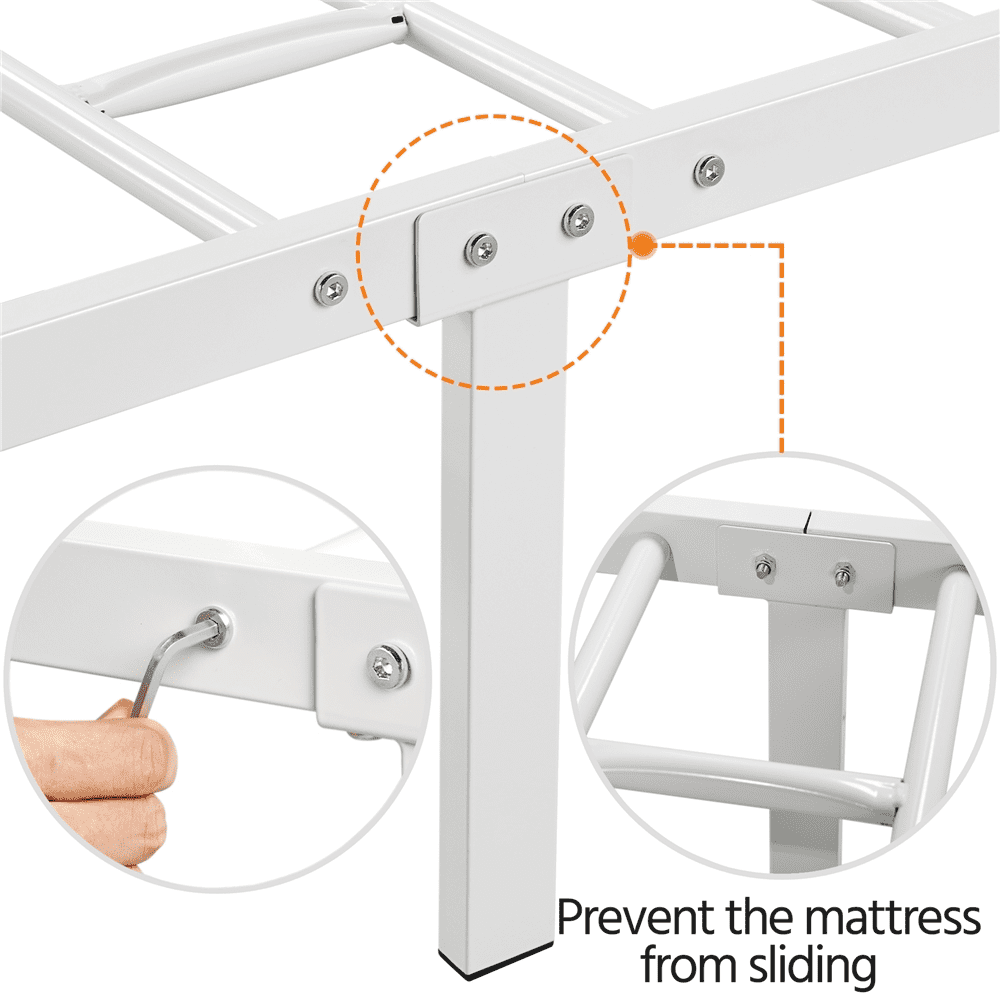 Topeakmart Metal Twin Bed Frame Slatted Bed Base with Headboard and Footboard, White