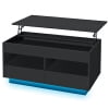 Hommpa Lift Top Coffee Table with 2 Drawers High Gloss Rectangle Black Coffee Table with LED Lights and Hidden Storage for Living Room Home Office Center Cocktail Tables 25.19