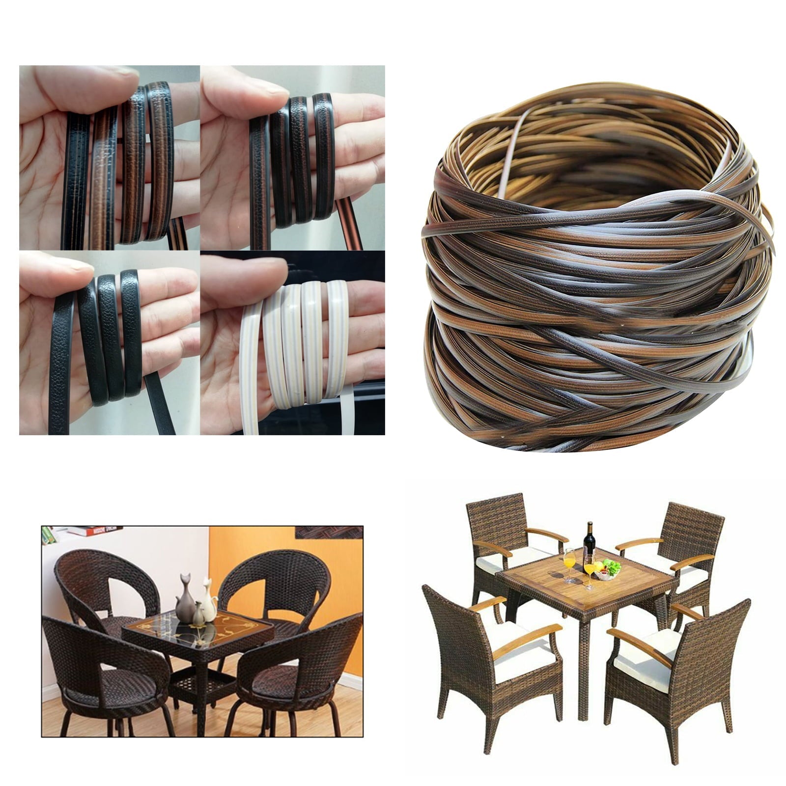 Furniture Wicker Repair Kit, 105ft High Strength Wicker Repair Supplies, Stuffygreenus Flat Rattan Material for Patio Chair Repair Flat Wicker Sofa Table Repair Replacement, 8mm width (Brown)