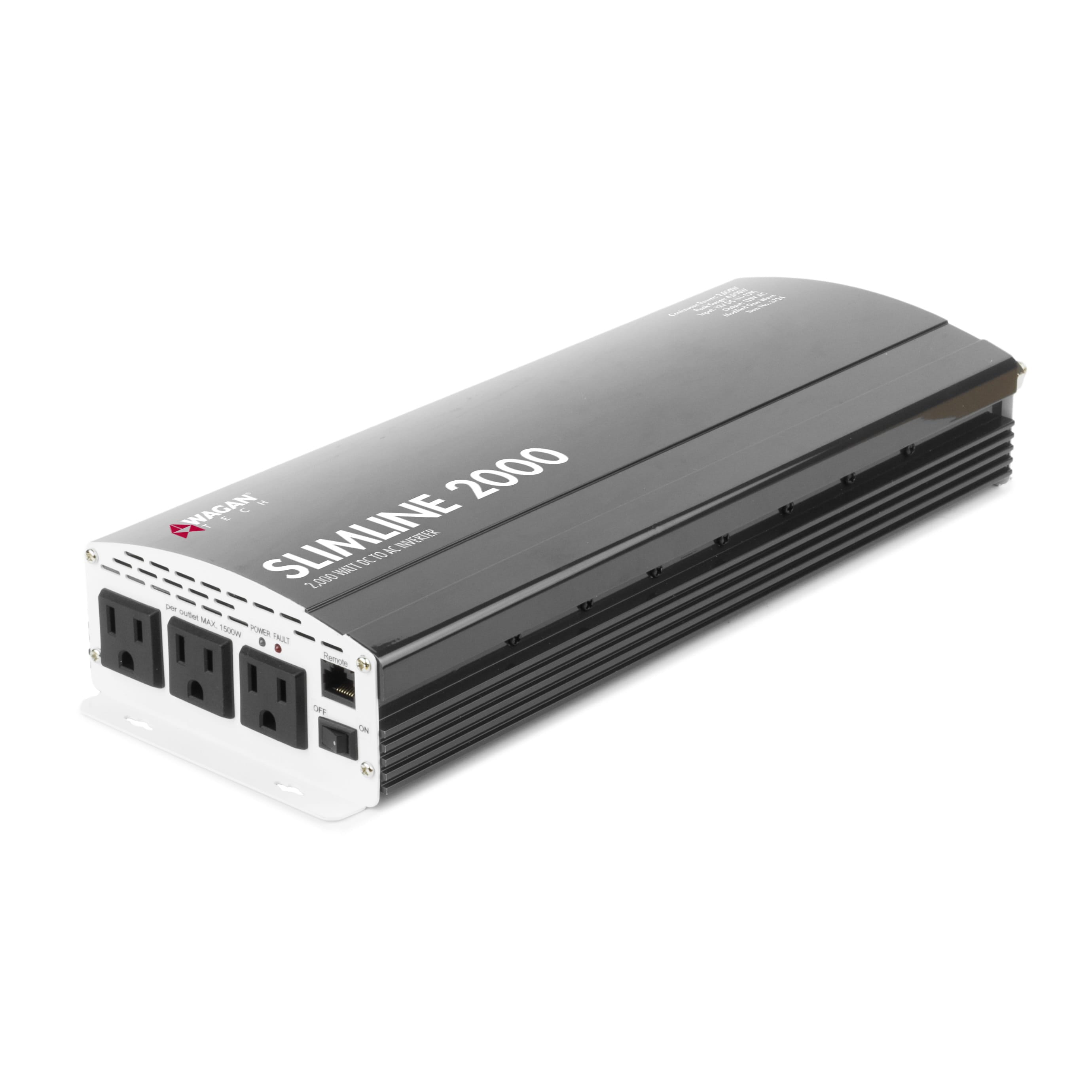 Wagan Tech SlimLine AC 2000W Inverter, Black, One Size,