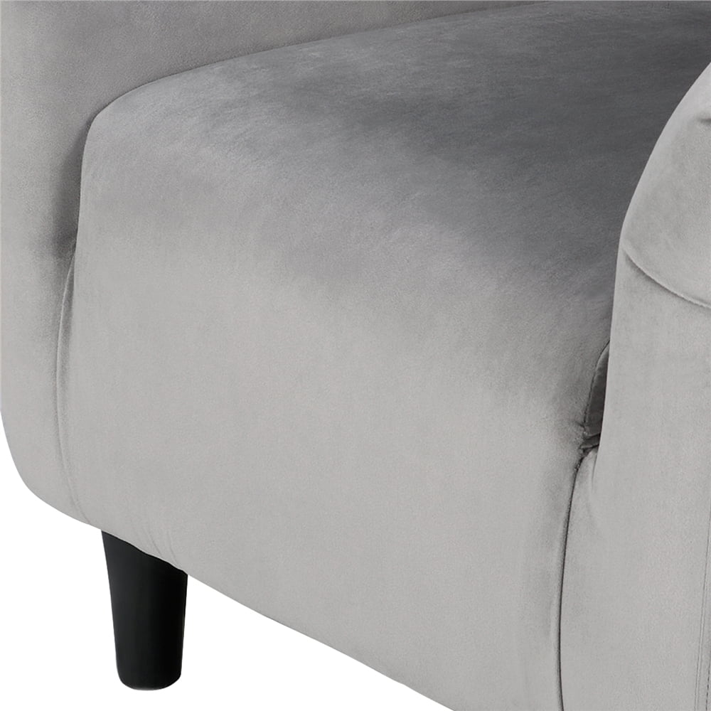 Topeakmart Velvet Accent Arm Chair and Ottoman Set, Gray