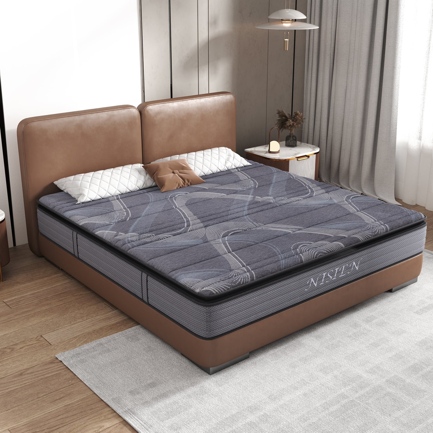 mattress in a box,NISIEN 10 Inch Hybrid Mattress, Gel Memory Foam Mattress,Individually Wrapped Pocket Coils Innerspring Mattress,100-Night Free Trial