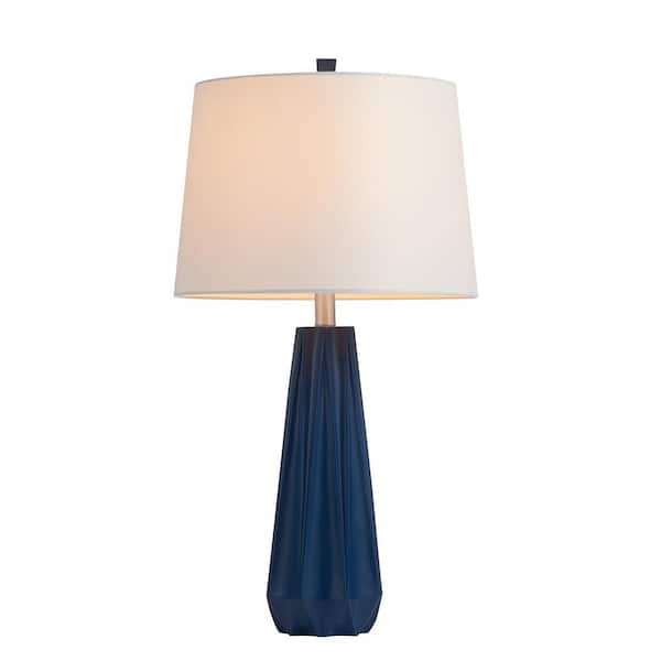 27 in. Blue Polyresin Table Lamp with Fabric Shade