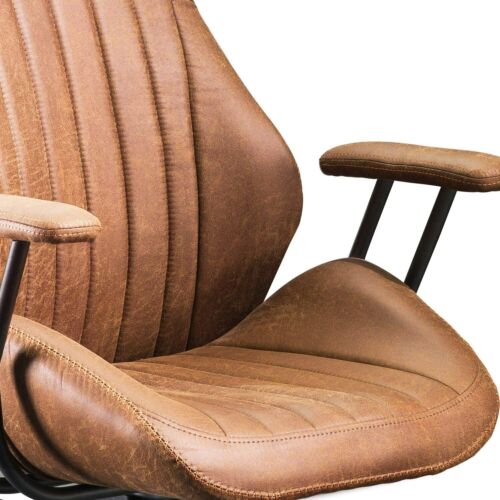 Ergonomic Office Chair High Back Suede Fabric Lumbar Support Swivel Castor Brown