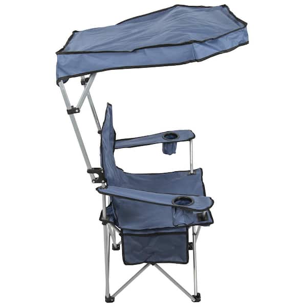 Blue Polyester Heavy-Duty Maximum Shade Quad Camping Chair