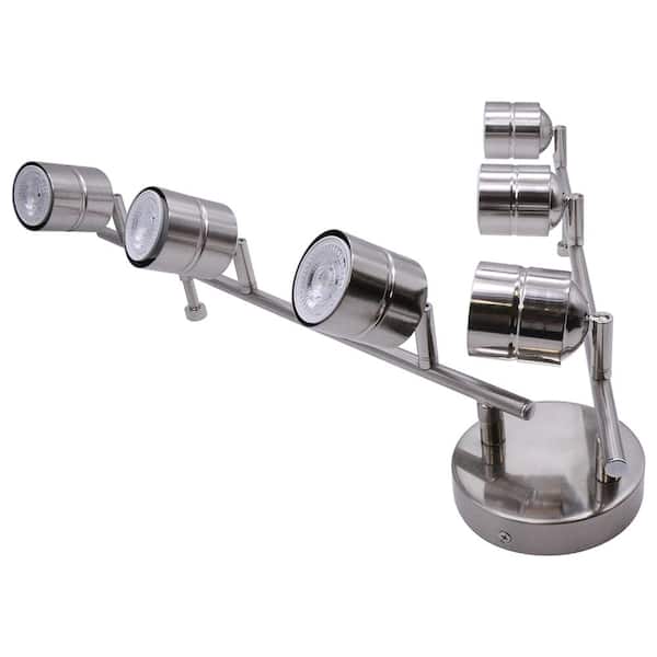 3.7 ft. 6-Light Brushed Nickle Hardwired Swivel Track Lighting Kit with Cylinder Head