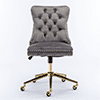 BTMWAY Office Chair, Velvet Upholstered Tufted Button Home Office Chair with Golden Metal Base, Adjustable Height, Swivel Ergonomic Task Chair, Luxury Desk Chair Computer Chair, Beige