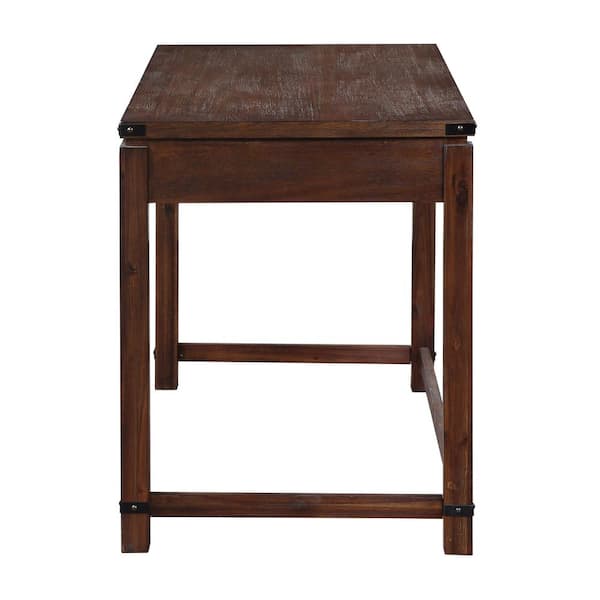 Baton Rouge 48 in. Rectangular Brushed Walnut Wooden 3-Drawer Writing Desk