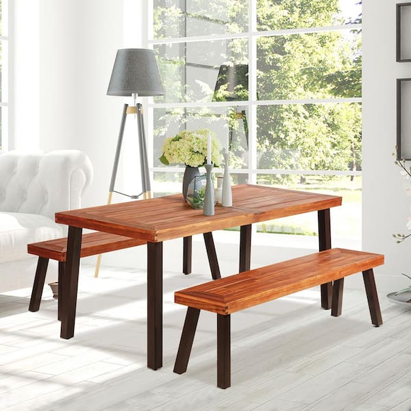 3-Piece Rectangle Wood Picnic Table Set