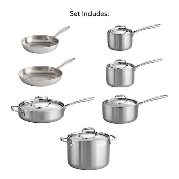 Gourmet Tri-Ply Clad 12-Piece Stainless Steel Cookware Set