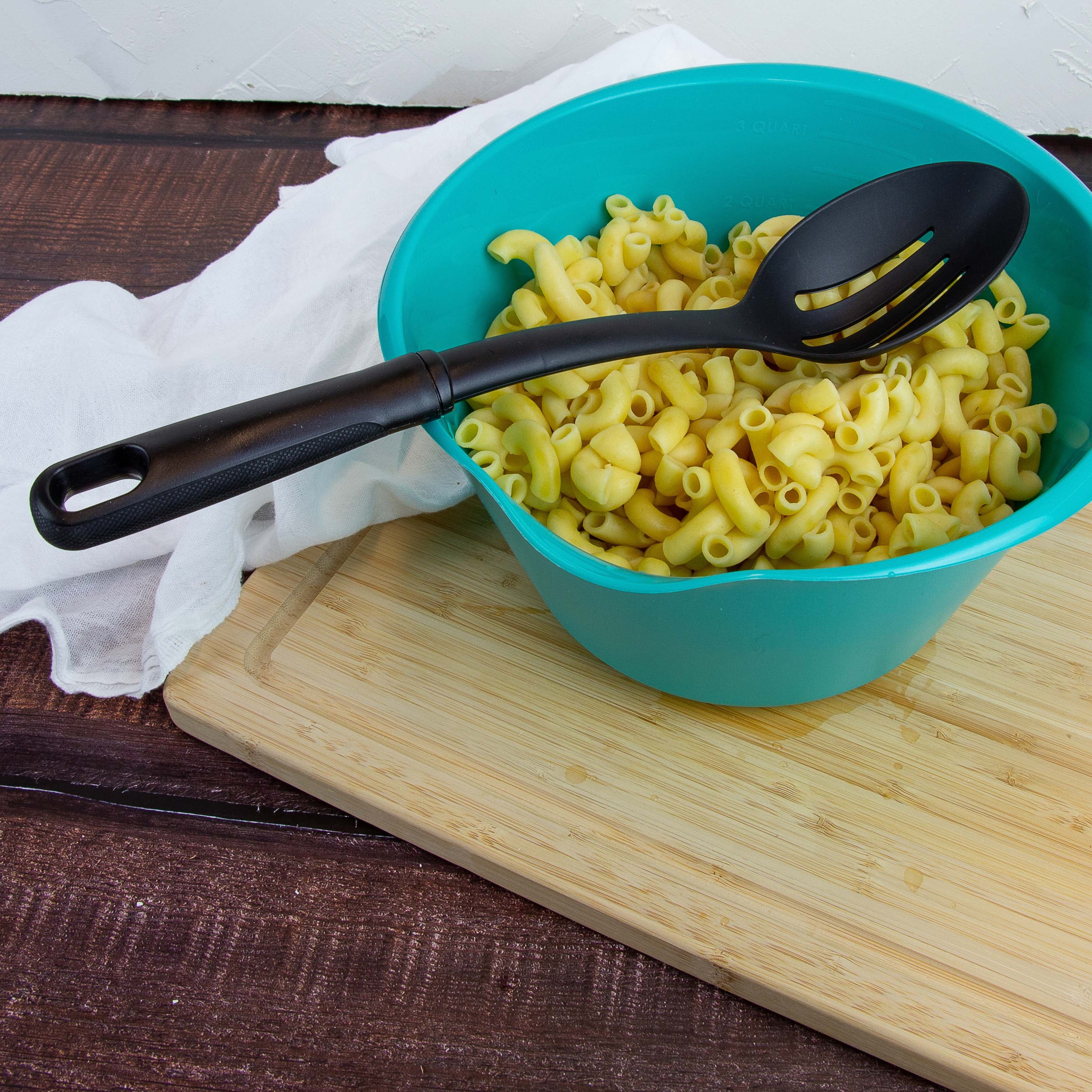 Mainstays Slotted Plastic Spoon, Soft-Grip Black Handle, Nylon Head