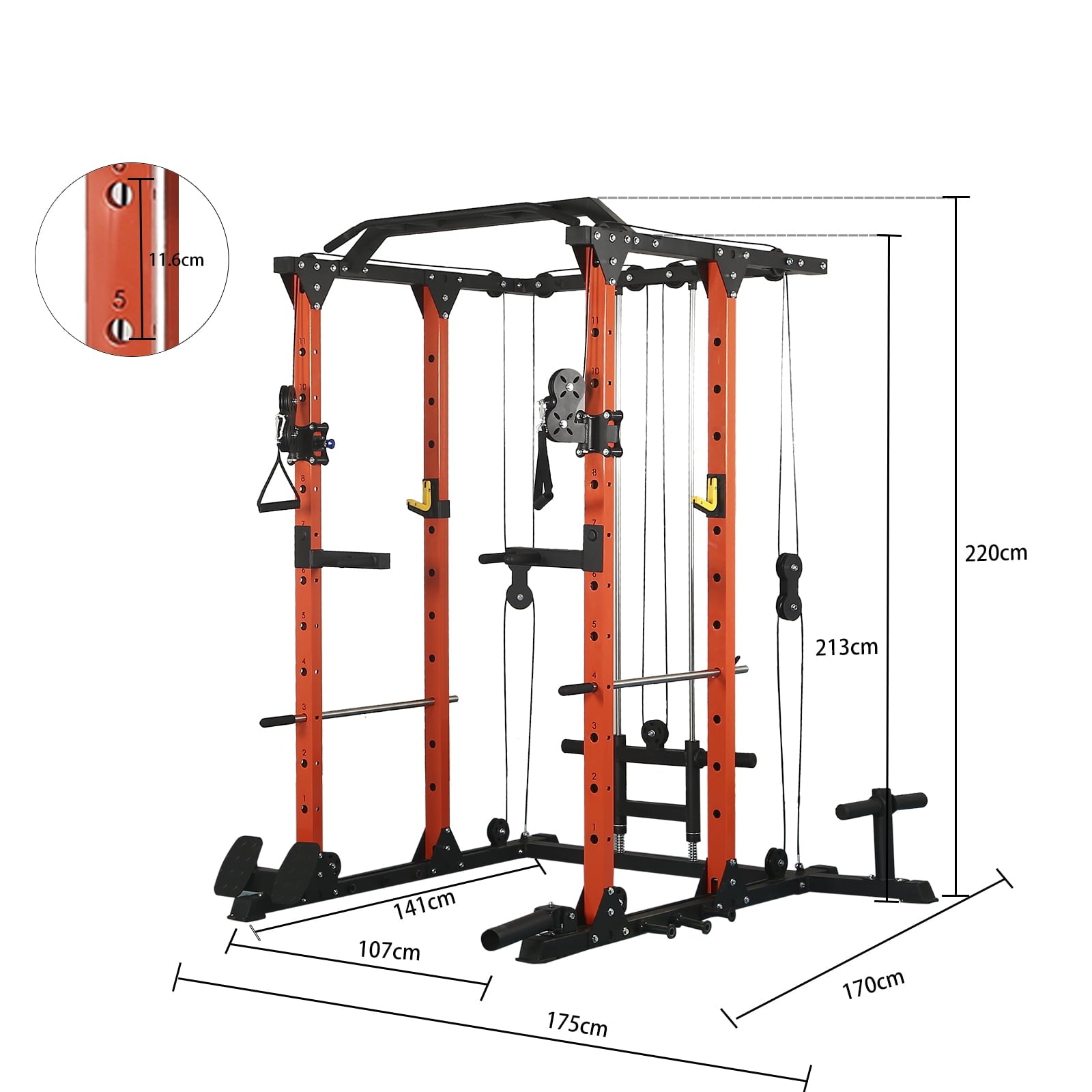 Seizeen Power Cage, 1400LBS Squat Rack with Cable Crossover System, Home Gym Equipment Multi-Function Smith Machine with LAT PullDown System Training Attachments