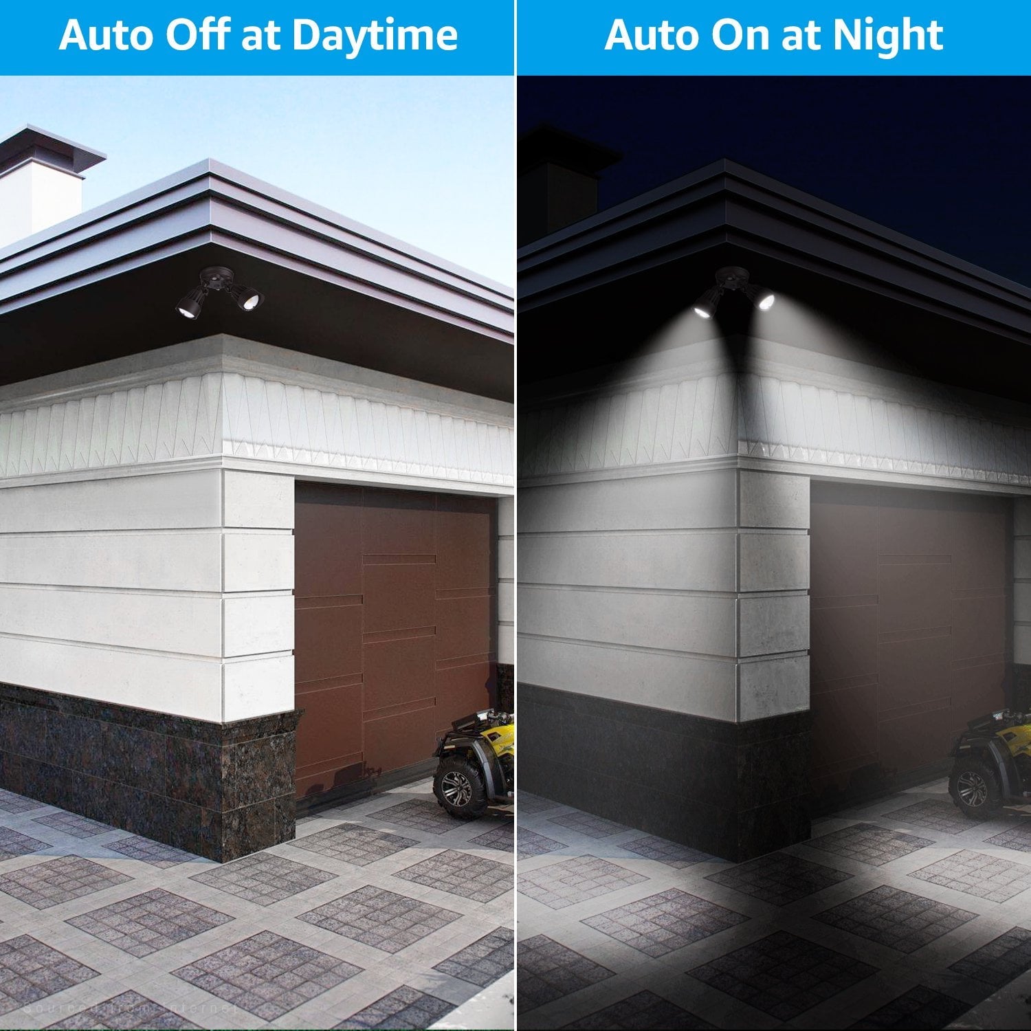 LEONLITE 2 Pack 3CCT LED Security Light, Dusk to Dawn LED Flood Light, Warm White/Cool White/Daylight Selectable, 2-Head Adjustable, 25W(200W Equiv.), Bronze