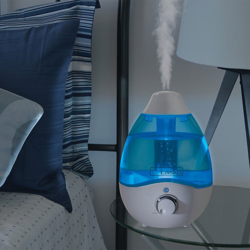 Lasko Ultrasonic Cool Mist Humidifier with Scent Tray and Nightlight, UH200, White and Blue