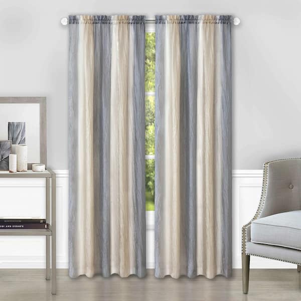Ombre Grey Polyester 50 in. W x 63 in. L Light Filtering Curtain (Single Panel)