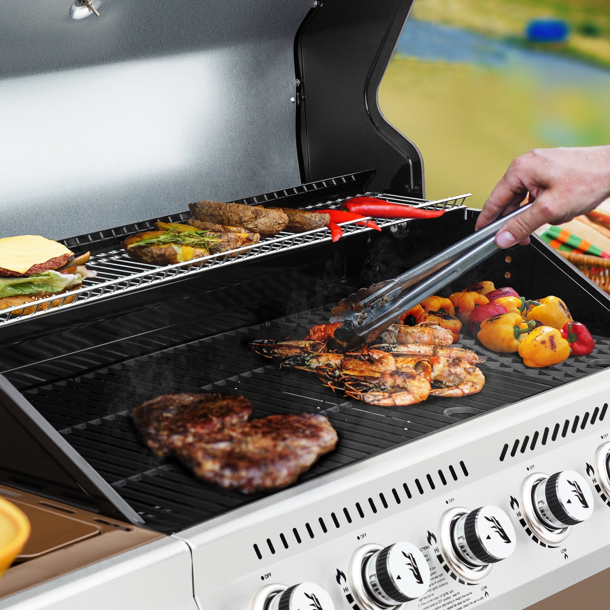 Royal Gourmet 6-Burner GA6402C BBQ Gas Grill with Sear Burner and Side Burner, 74,000 BTU