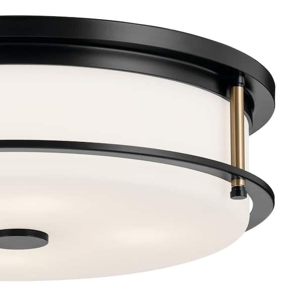 Brit 18 in. 4-Light Black and Champagne Bronze Industrial Hallway Flush Mount Ceiling Light