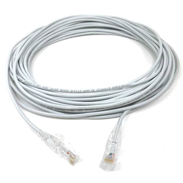 25 ft. 28AWG Ultra Slim CAT6 Patch Cables, White (5-Pack)
