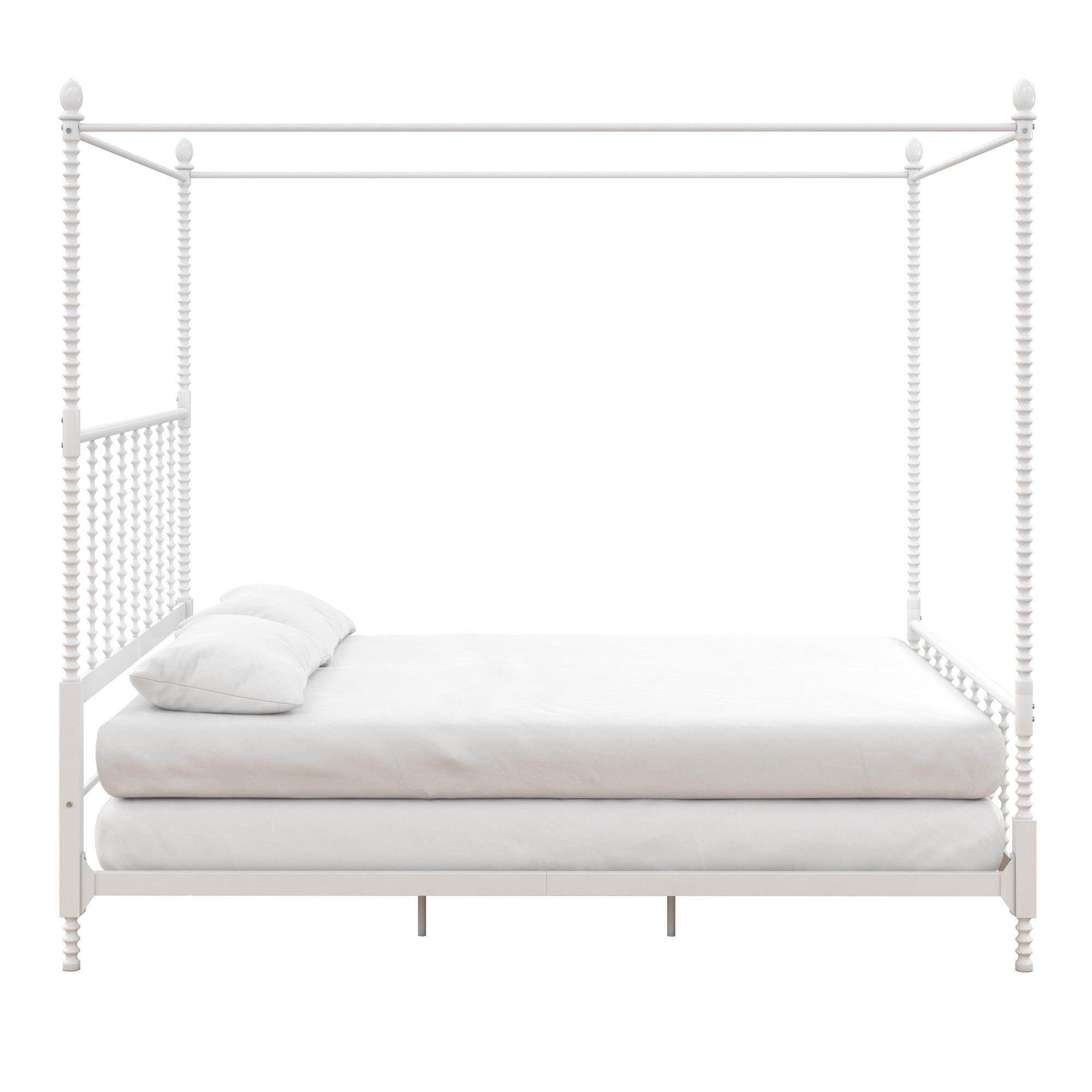 DHP Jenny Lind Queen Canopy Poster Bed Frame, White
