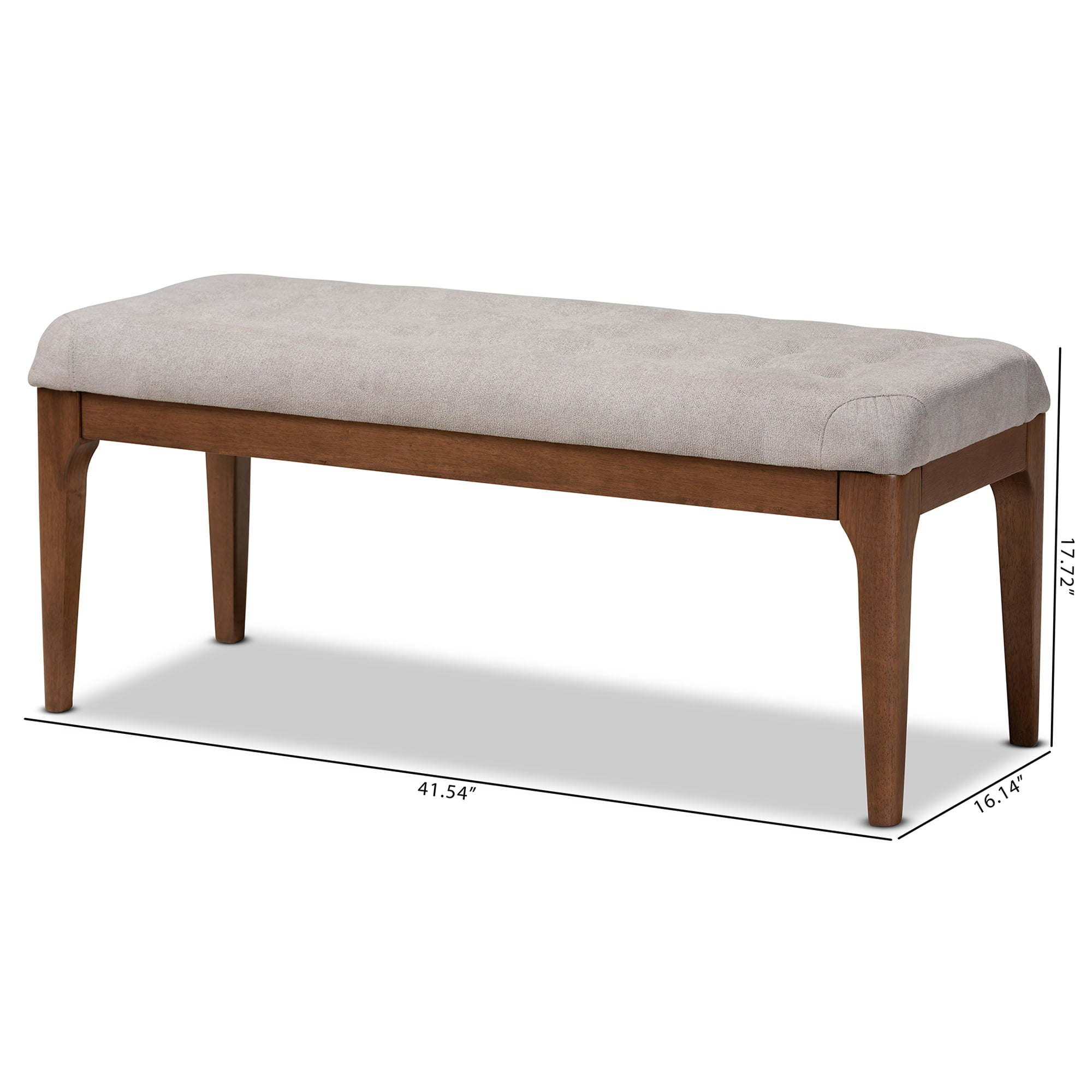 Baxton Studio Walsh Upholstered Bench, Grey and Walnut Brown