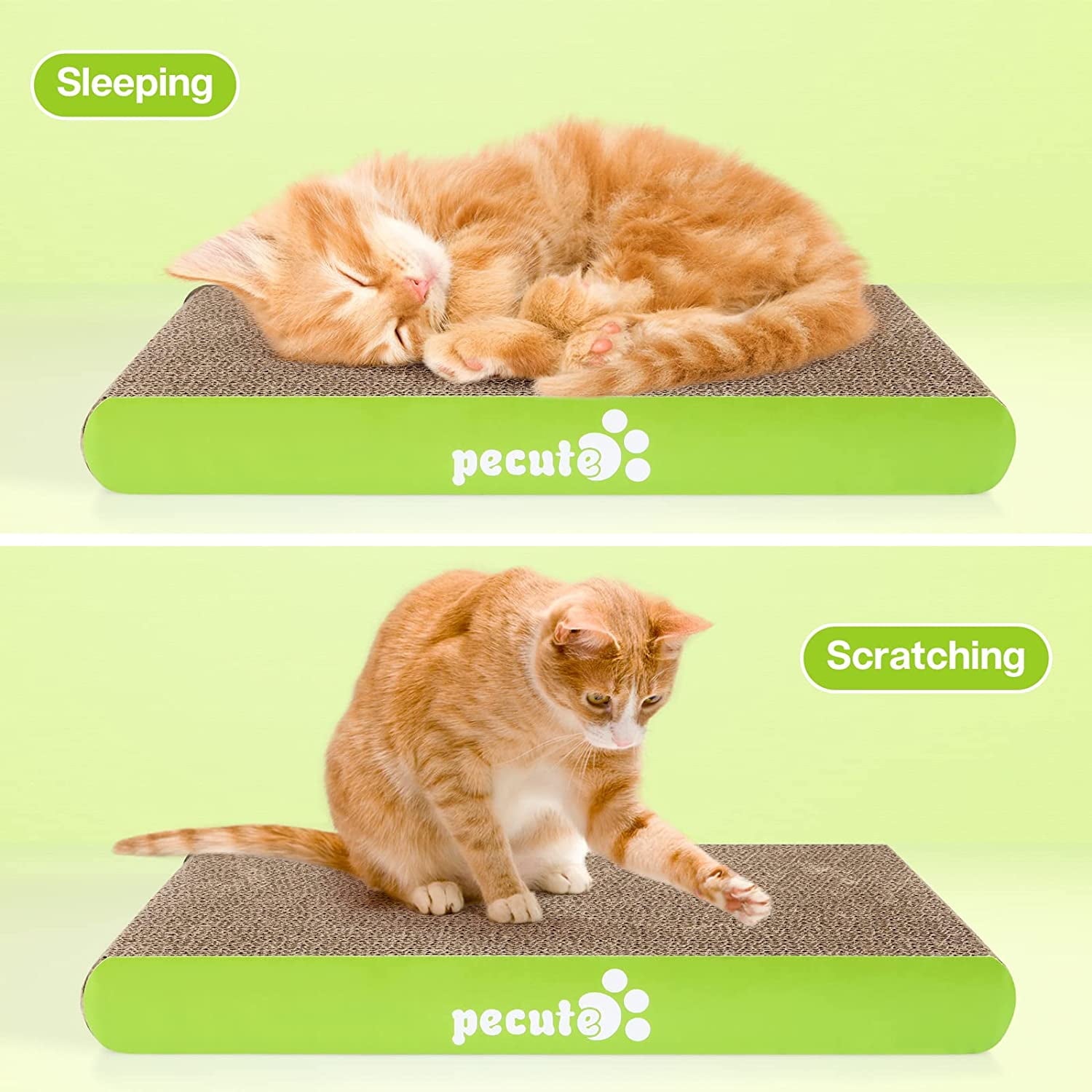Pecute 2 Large Cat Scratcher Cardboard with Catnip, Cat Scratch Pad, 15.8