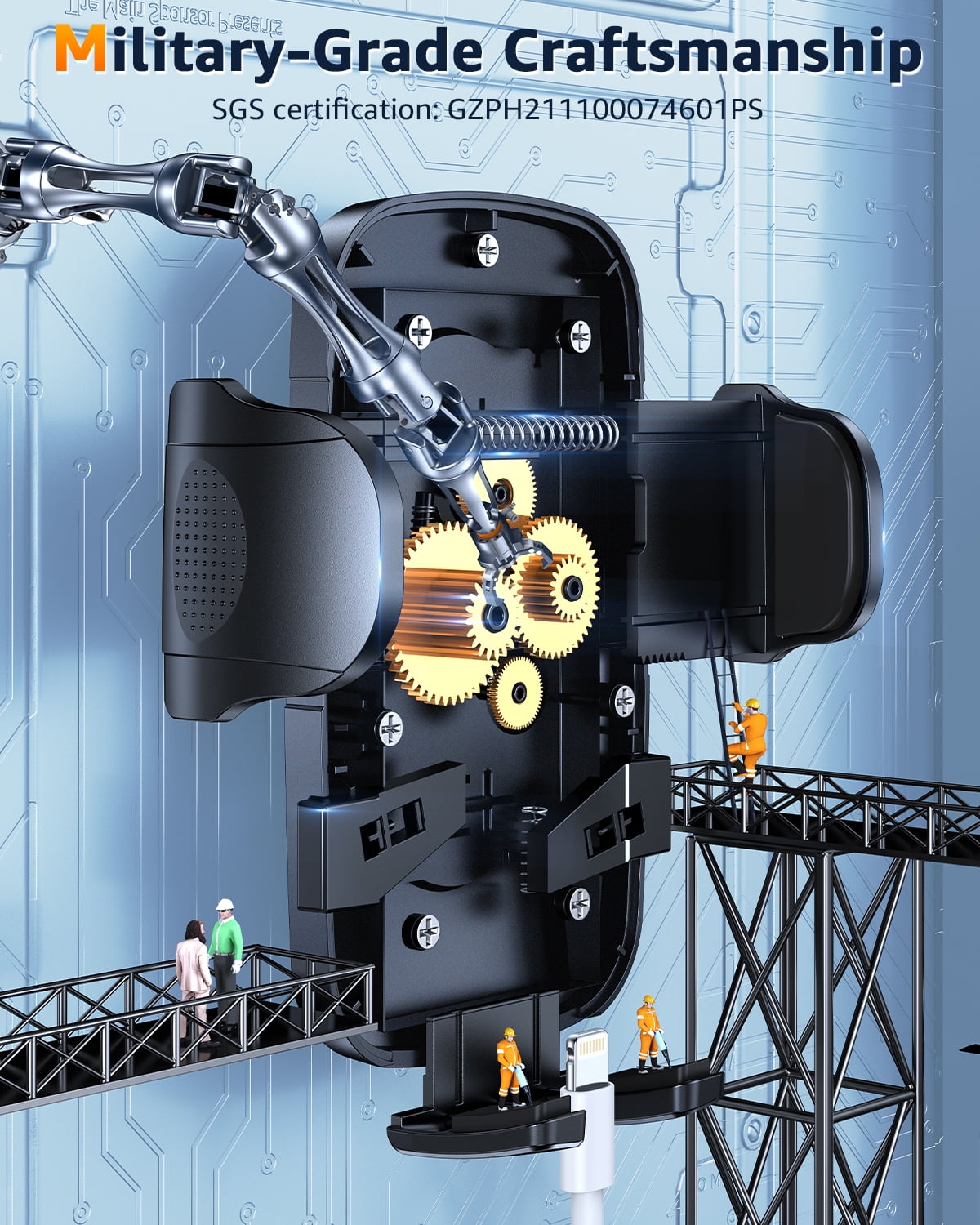 2023 Military-Grade Super Suction & Stable  Universal Car Phone Mount Humixx, Car Holder for Dashboard Air Vent Windshield, 360  Rotatable Long Arm Cell Phone Holder for All Mobile Phones