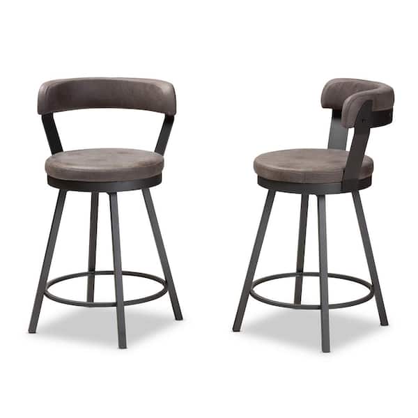 Arcene 26 in. Gray and Black Pub Stool (Set of 2)
