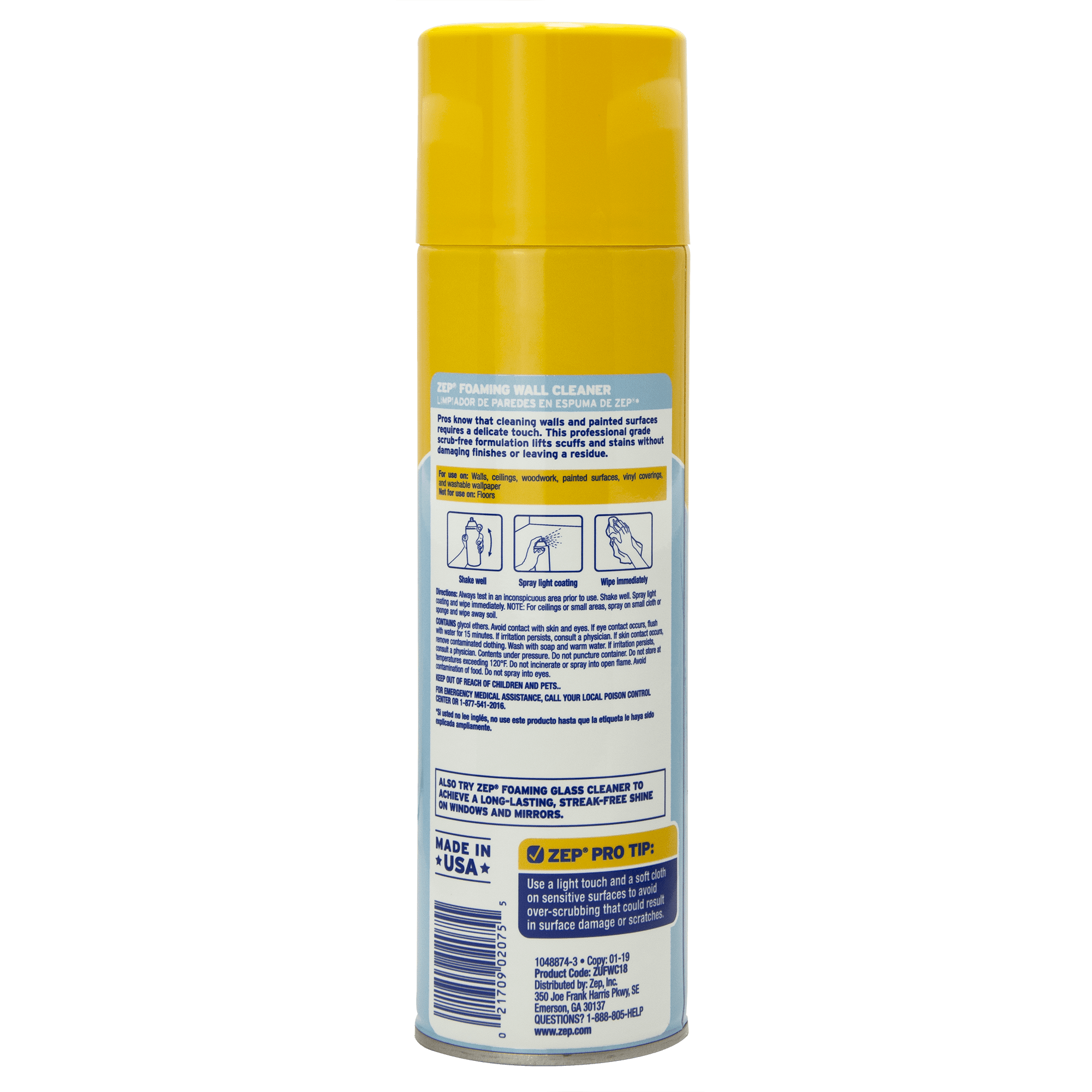 Zep Foaming Wall Cleaner 18 oz. (Pack of 2) - Removes Stains Without Damaging Finishes