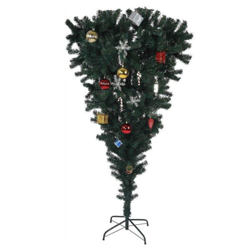 LUCKYERMORE 5FT Upside Down Artificial Christmas Tree Xmas Stand Holiday Decor