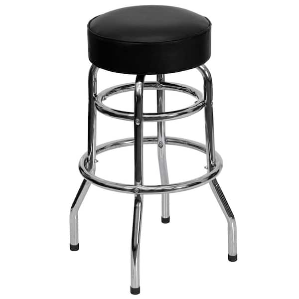 30.25 in. Chrome Cushioned Metal Bar Stool