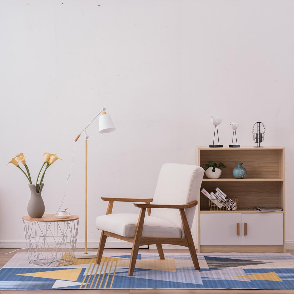 Ktaxon Mid-century Modern Arm Chair with Solid Wood Frame,Lounge Chair Club Chair,Beige